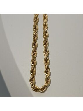 Rope Twisted Chain Necklace Everyday Classic Vintage Glamour Jewelry Gold 24''